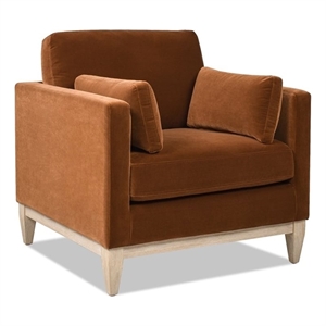 Pemberly Row 36&quot Modern Farmhouse Arm Chair in Burnt Orange Velvet