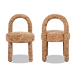 Pemberly Row Arched Upholstered Dining Side Chair Set of 2 in Orange Chenille