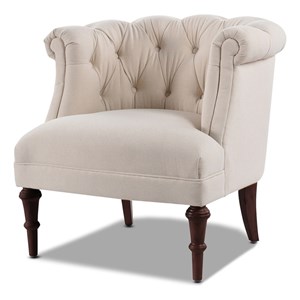 Pemberly Row Tufted Accent Chair with Rolled Arms in Sky Neutral