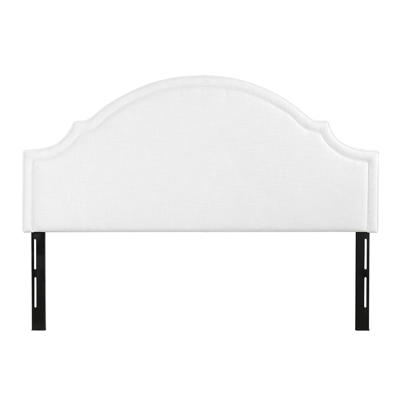 Pemberly Row Upholstered King Headboard with Clean Lines in Antique White