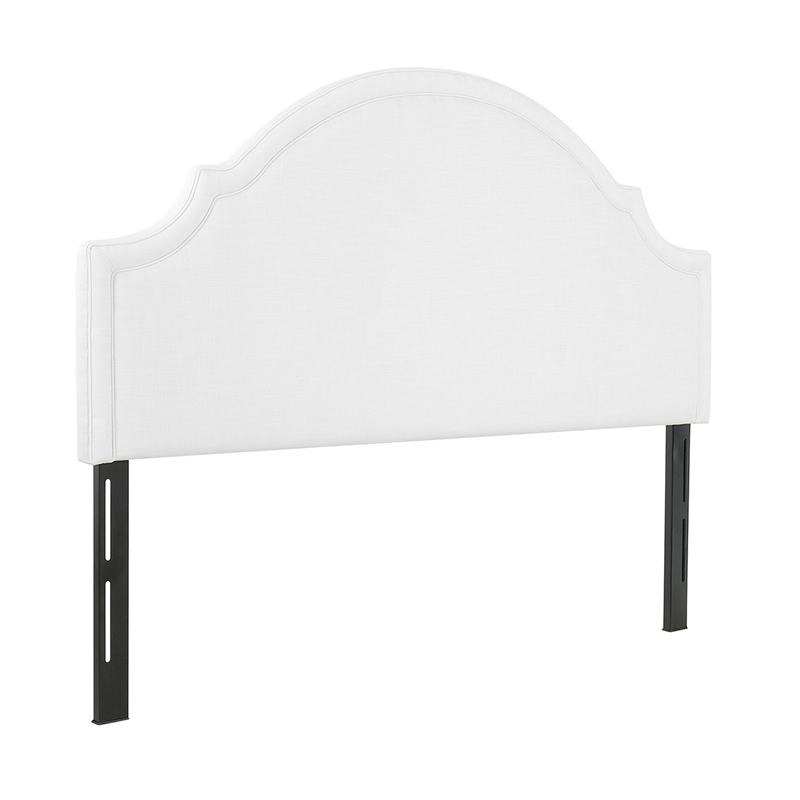 Pemberly Row Upholstered King Headboard with Clean Lines in Antique White
