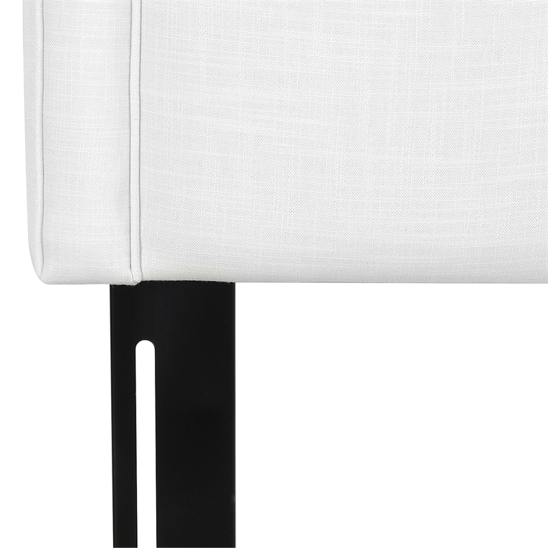 Pemberly Row Upholstered King Headboard with Clean Lines in Antique White