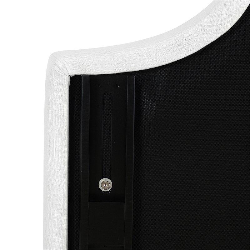 Pemberly Row Upholstered King Headboard with Clean Lines in Antique White