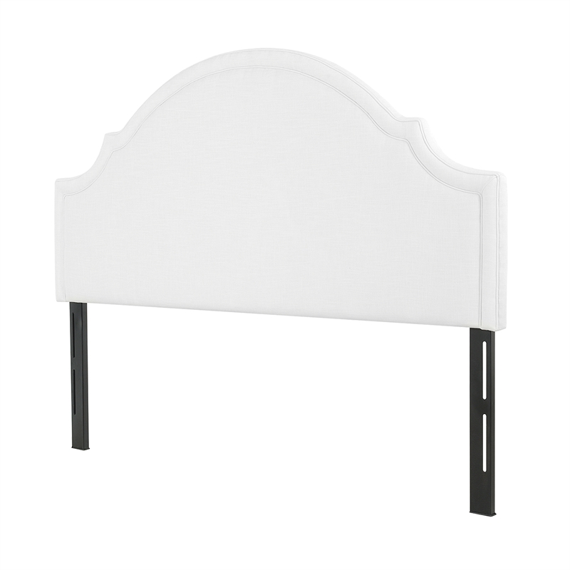 Pemberly Row Upholstered King Headboard with Clean Lines in Antique White