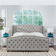 Pemberly Row Tufted Wingback King Bed with Nailhead Accents in Silver Grey