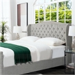 Pemberly Row Tufted Wingback King Bed with Nailhead Accents in Silver Grey