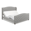 Pemberly Row Tufted Wingback King Bed with Nailhead Accents in Silver Grey