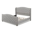 Pemberly Row Tufted Wingback King Bed with Nailhead Accents in Silver Grey