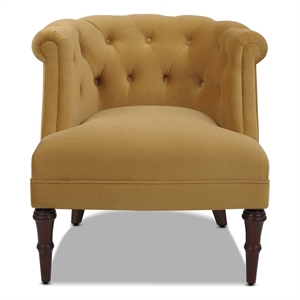 Pemberly Row Tufted Accent Chair with Diamond Button Detail in Gold Velvet