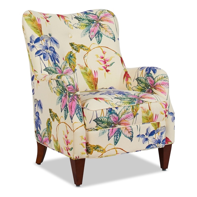 Pemberly Row Upholstered Arm Chair with Nailhead Trim in Off White Floral