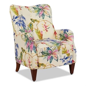 Pemberly Row Upholstered Arm Chair with Nailhead Trim in Off White Floral