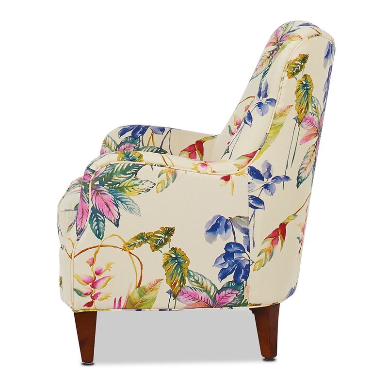 Pemberly Row Upholstered Arm Chair with Nailhead Trim in Off White Floral
