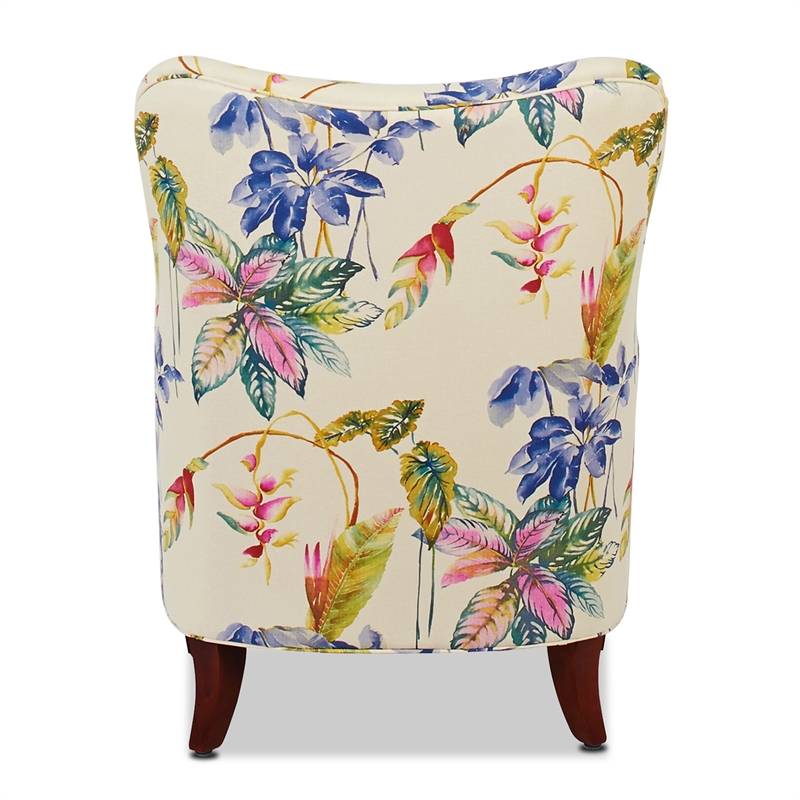 Pemberly Row Upholstered Arm Chair with Nailhead Trim in Off White Floral