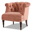 Pemberly Row Diamond Tufted Accent Chair with Rolled Arms in Peach Orange Velvet