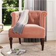 Pemberly Row Diamond Tufted Accent Chair with Rolled Arms in Peach Orange Velvet