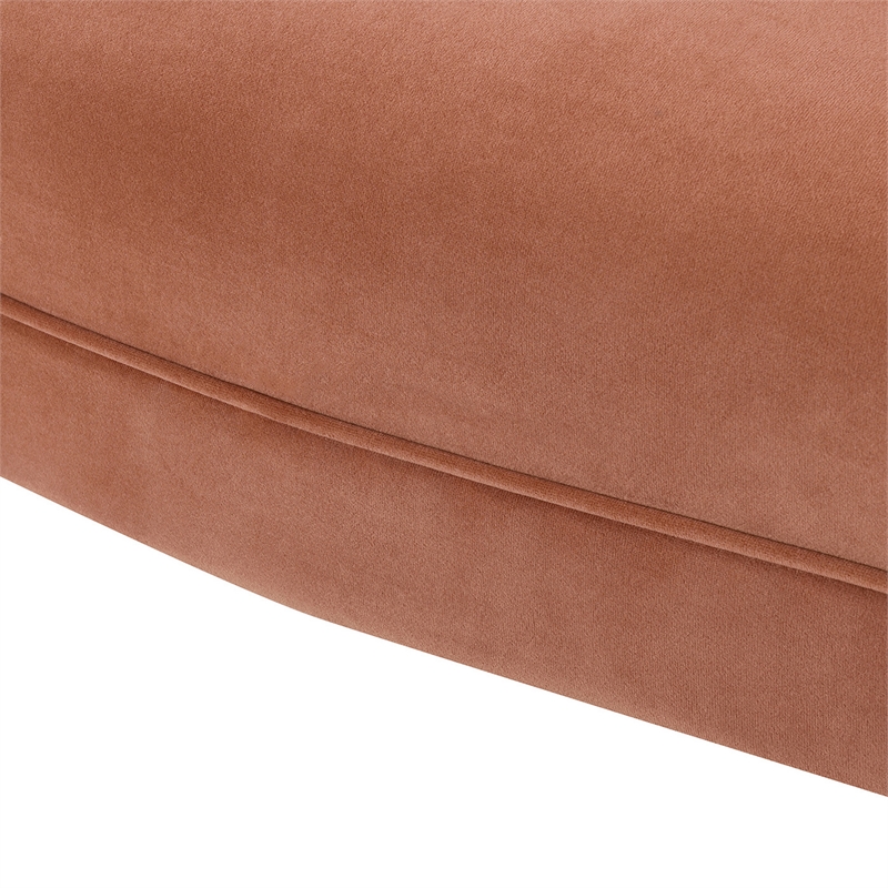 Pemberly Row Diamond Tufted Accent Chair with Rolled Arms in Peach Orange Velvet
