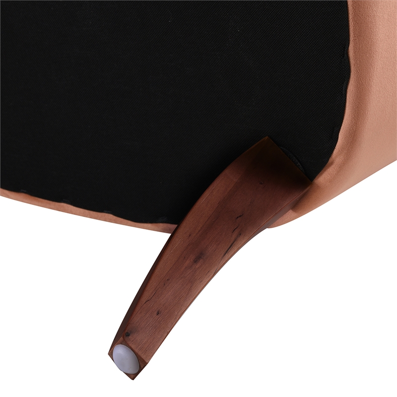 Pemberly Row Diamond Tufted Accent Chair with Rolled Arms in Peach Orange Velvet