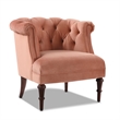 Pemberly Row Diamond Tufted Accent Chair with Rolled Arms in Peach Orange Velvet