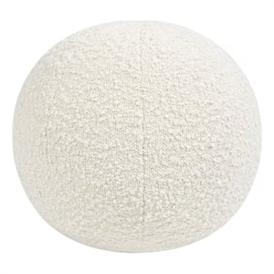 Pemberly Row 12&quot Round Sphere Accent Ball Throw Pillow in Ivory White Boucle