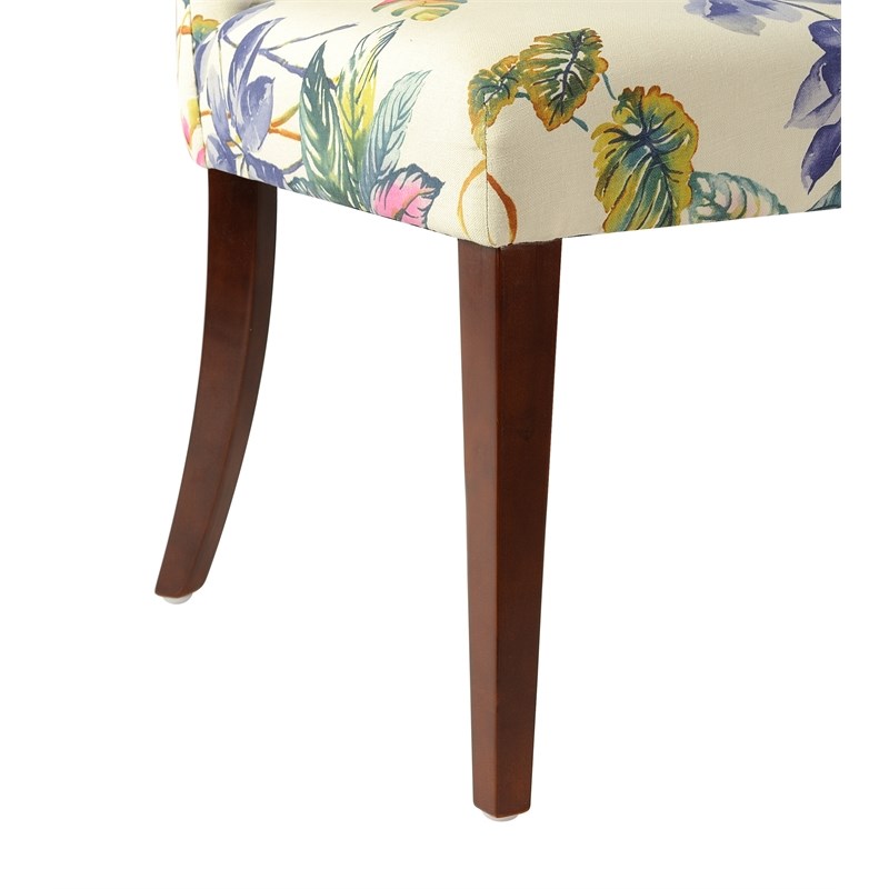 Pemberly Row Upholstered Accent Chair with Nailhead Trim in Off White Floral