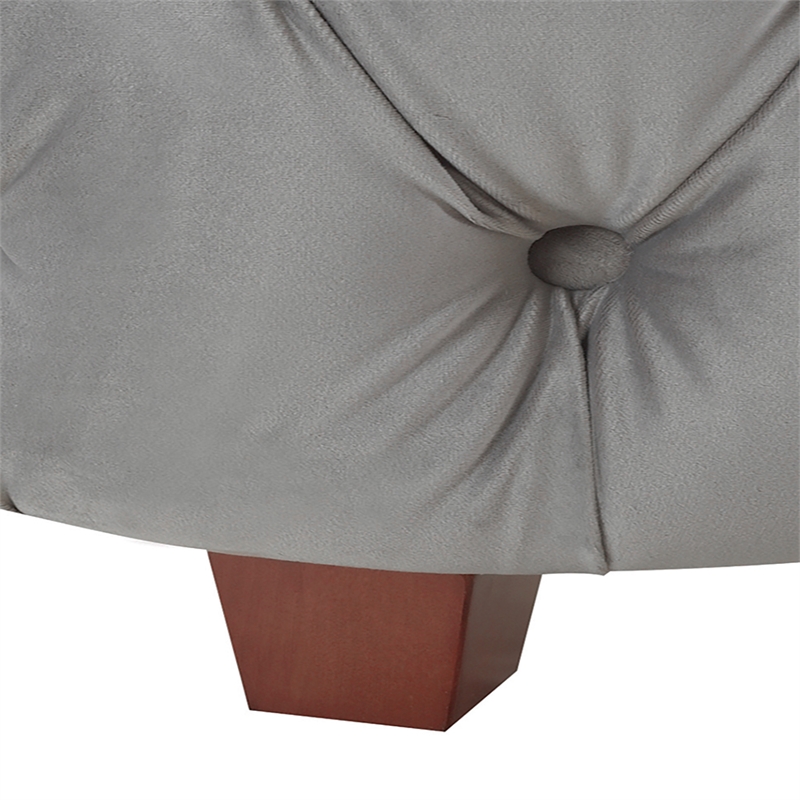 Pemberly Row King Tufted Panel Bed with Wingback Headboard in Opal Grey Velvet