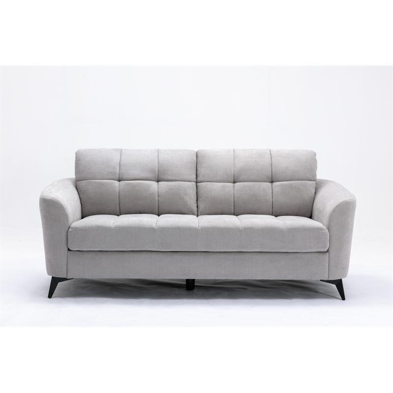 Pemberly Row Light Gray Woven Fabric Sofa Loveseat Chair Living Room Set