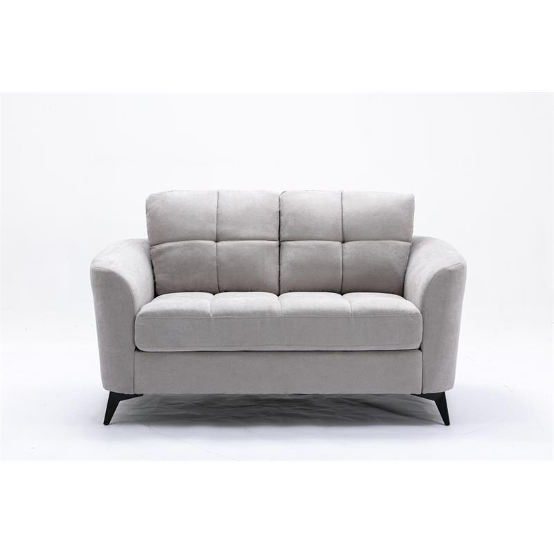 Pemberly Row Light Gray Woven Fabric Sofa Loveseat Chair Living Room Set