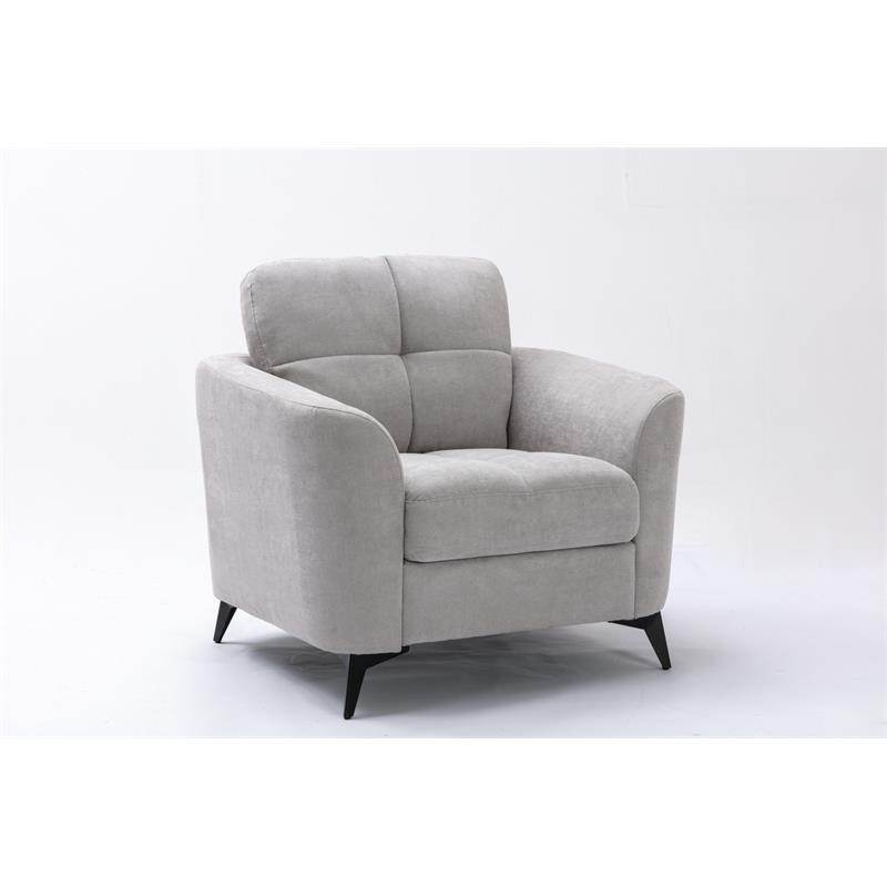 Pemberly Row Light Gray Woven Fabric Sofa Loveseat Chair Living Room Set
