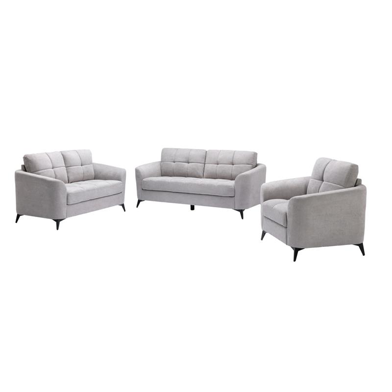 Pemberly Row Light Gray Woven Fabric Sofa Loveseat Chair Living Room Set