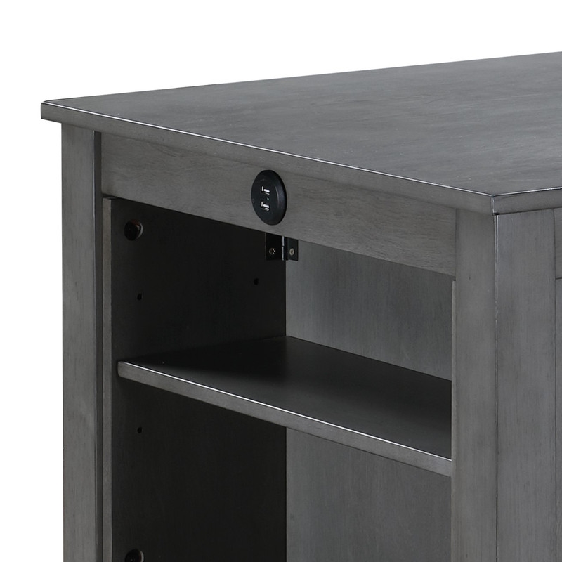 Pemberly Row 3-Piece Gray Counter Height Dining Table with Shelves and 2 Chairs