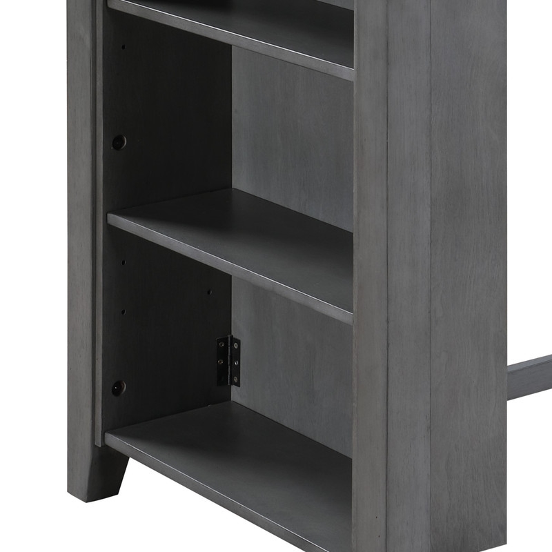 Pemberly Row 3-Piece Gray Counter Height Dining Table with Shelves and 2 Chairs