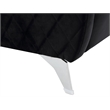 Pemberly Row Black Velvet Diamond Stitched Loveseat with Chrome Metal Legs