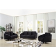 Pemberly Row Black Velvet Diamond Stitched Loveseat with Chrome Metal Legs