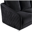 Pemberly Row Black Velvet Diamond Stitched Loveseat with Chrome Metal Legs