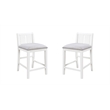 Pemberly Row Set of 2 White Upholstered Counter Height Chairs with Footrest