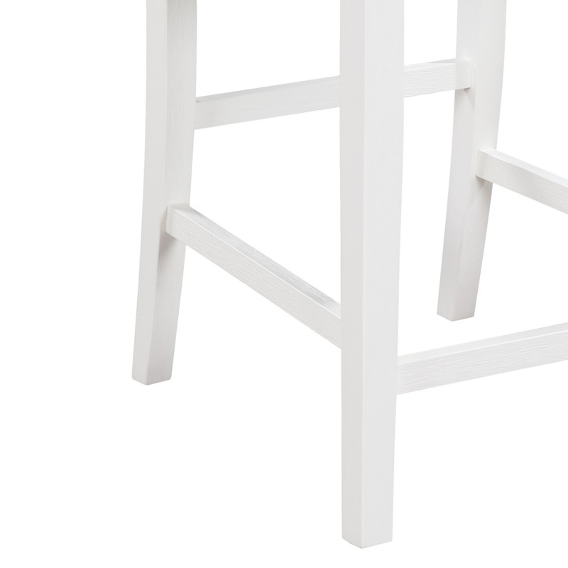 Pemberly Row Set of 2 White Upholstered Counter Height Chairs with Footrest
