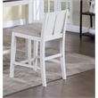 Pemberly Row Set of 2 White Upholstered Counter Height Chairs with Footrest