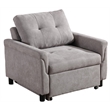 Pemberly Row Gray Woven Fabric Convertible Armchair with Tufted Cushions