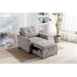 Pemberly Row Gray Woven Fabric Convertible Armchair with Tufted Cushions