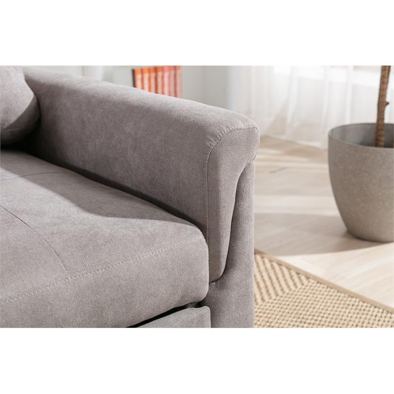 Pemberly Row Gray Woven Fabric Convertible Armchair with Tufted Cushions