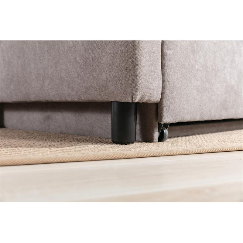 Pemberly Row Gray Woven Fabric Convertible Armchair with Tufted Cushions