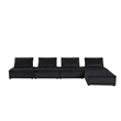 Pemberly Row Velvet 5-Piece Modular Sofa and Loveseat with Tufted Seat in Black