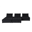 Pemberly Row Velvet 5-Piece Modular Sofa and Loveseat with Tufted Seat in Black