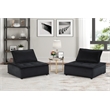 Pemberly Row Set of 2 Black Velvet Armless Tufted Lounge Chairs