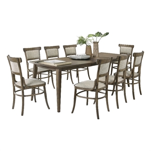 Pemberly Row Walnut Engineered Wood 8-Chair Dining Set with 16&quot Extension Leaf