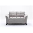 Pemberly Row Light Gray Woven Fabric Tufted Loveseat with Metal Legs