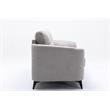 Pemberly Row Light Gray Woven Fabric Tufted Loveseat with Metal Legs