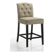 Pemberly Row Set of 2 Beige Fabric Counter Height Chairs in Black Finish