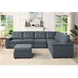 Pemberly Row Gray Woven Fabric 7-Seater Corner Sectional Sofa with Ottoman