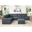 Pemberly Row Gray Woven Fabric 7-Seater Corner Sectional with Ottoman